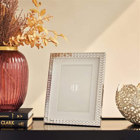 Shop Silver Plated Geometric Pattern Metal Photo Frame - Large - at ...