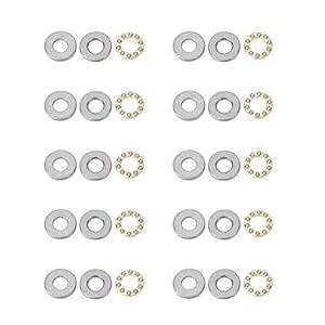 Thrust Ball Bearing, 10pcs High Precision Flat Steel Bearings Set Mini ...