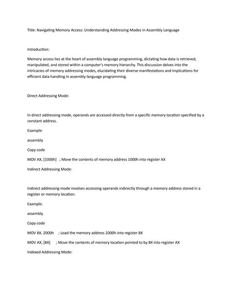 Image result for Assembly Language Memory Addressing