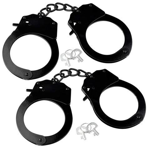 Buy Fengek 2 Pcs Metal Handcuffs with Keys for Cosplay Police, Black ...