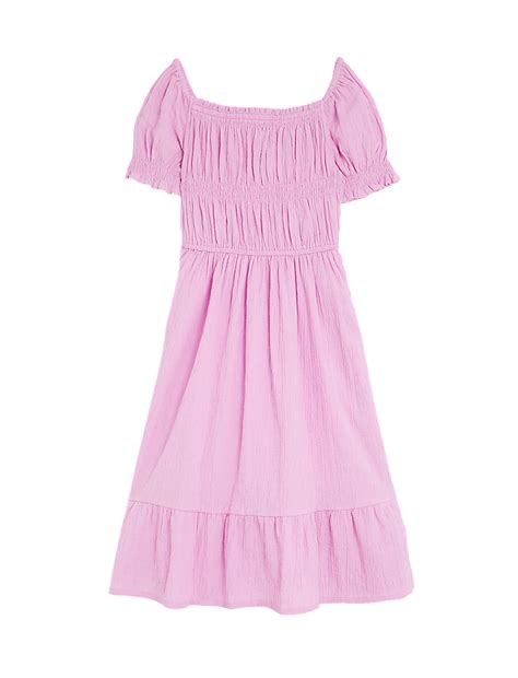 Buy Cotton Rich Shirred Dress at Marks & Spencer