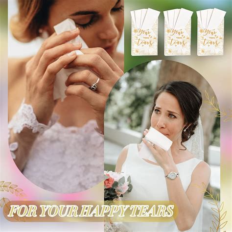 Buy 100 Pack Wedding Tissues Packs for Guests Happy Tears Tissues ...