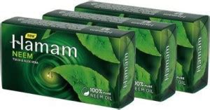 HAMAM NEEM TULSI & ALOE VERA WITH 100 % PURE NEEM OIL ( PACK OF 3 ) 450 ...