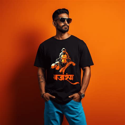 Hanuman Ji Bajrang Oversized Printed Black Tshirt – Prabhubhakti