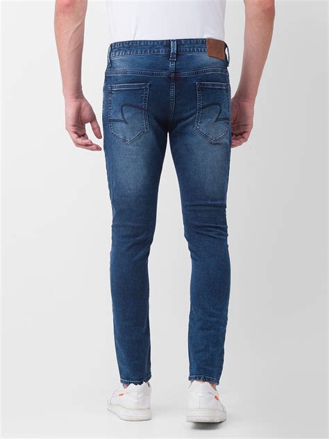 Spykar Mid Blue Cotton Slim Fit Tapered Length Jeans For Men (Kano)