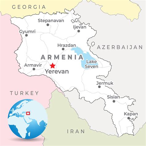 Armenia map with capital Yerevan, most important cities and national borders 40137440 Vector Art ...