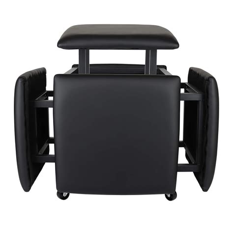 LUGSHIREE 5 In 1 Nesting Ottoman Cube Chair, Stackable Stools, Leather ...