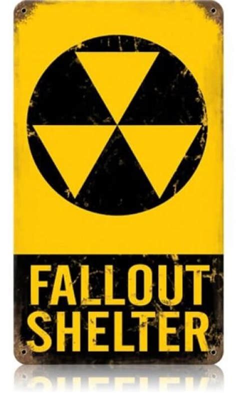 Vintage Fallout Shelter Metal Sign 12 x 18 Inches