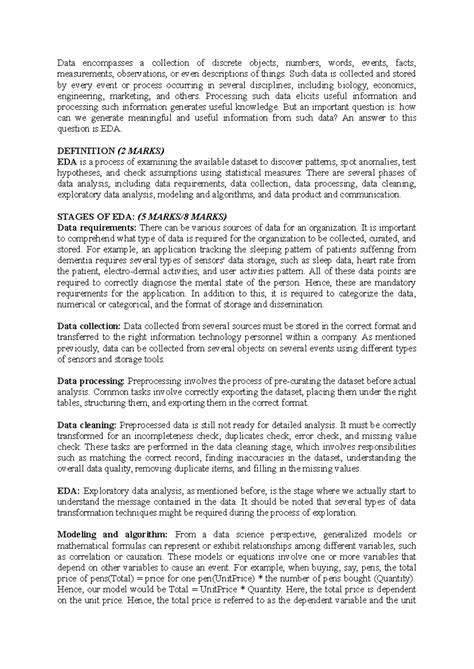 EDA unit-1 Notes - Data encompasses a collection of discrete objects ...