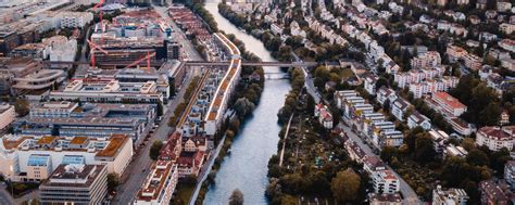 Download wallpaper 2560x1024 city, river, aerial view, buildings ...