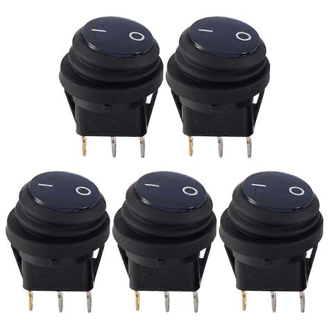 5 pcs 12V 20A Waterproof Round On/Off Rocker Switch Car Auto Boat SPST ...
