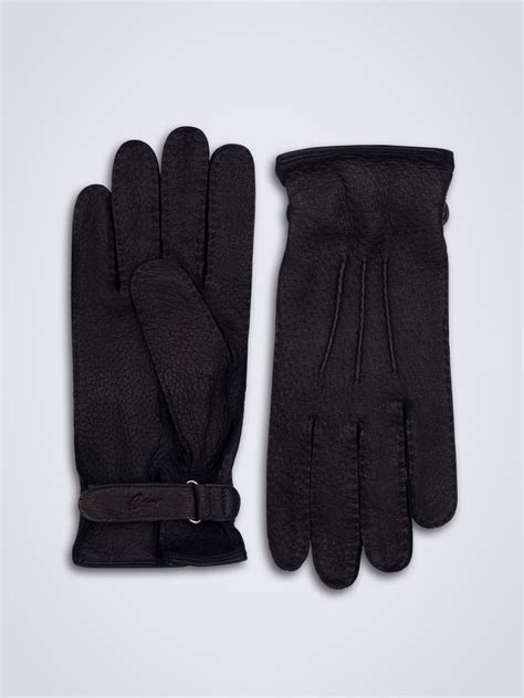 Midnight blue peccary leather gloves