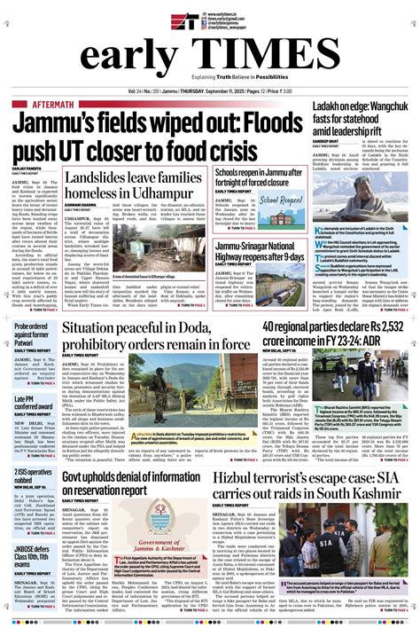 Early Times: Leading Newspaper Jammu Kashmir, Latest News about Jammu ...
