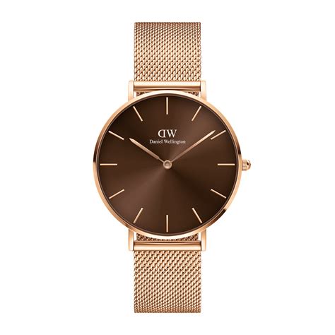 Petite - Rose gold watch with amber dial 28mm | DW