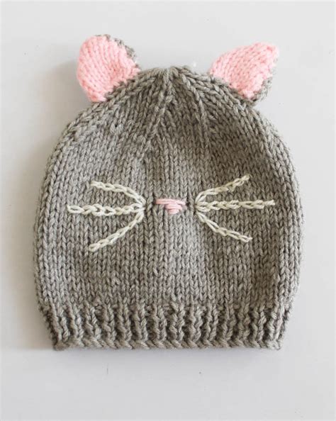 Hand Knitted Cat Cap for Kids - Grey | Woonie