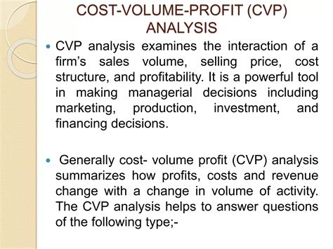 COST-VOLUME-PROFIT (CVP) ANALYSIS | PPTX