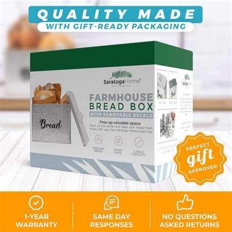 Buy Farmhouse Bread Box for Kitchen Countertop by Saratoga Home - Extra ...