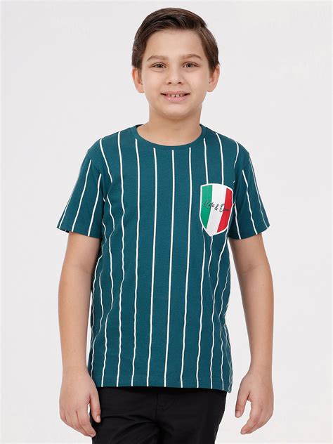Boys Printed Stripe Tshirt