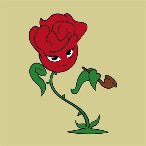 Wise old rose smokes a pipe vintage toons funny character vector ...