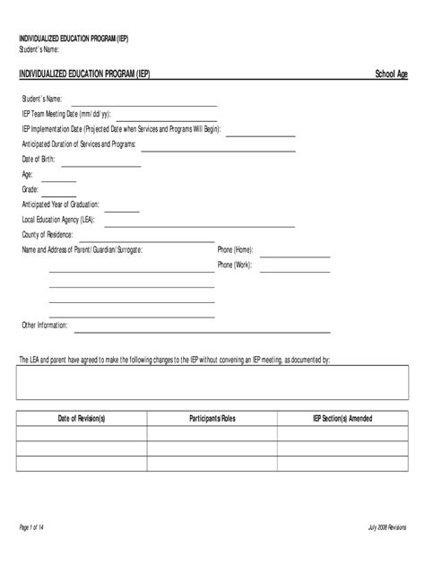 2008-2026 Form Individualized Education Program (IEP) - Blank Fillable ...