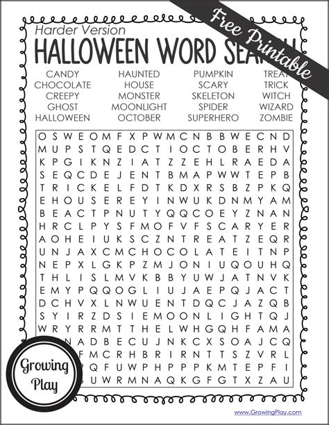 Halloween Word Search Printable - FREE - Growing Play