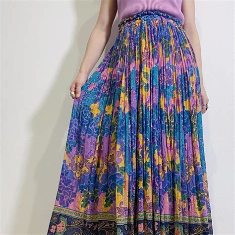 Indian cotton purple flower printed skirt | LEMON