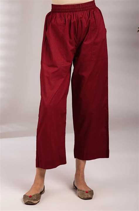 comfort fit cotton pants - maroon - maati crafts