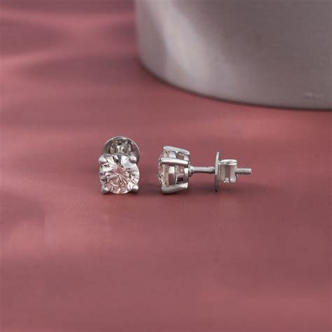 Adhira 1 carat each Solitaire Silver Studs – Shinez By Baxi Jewellers