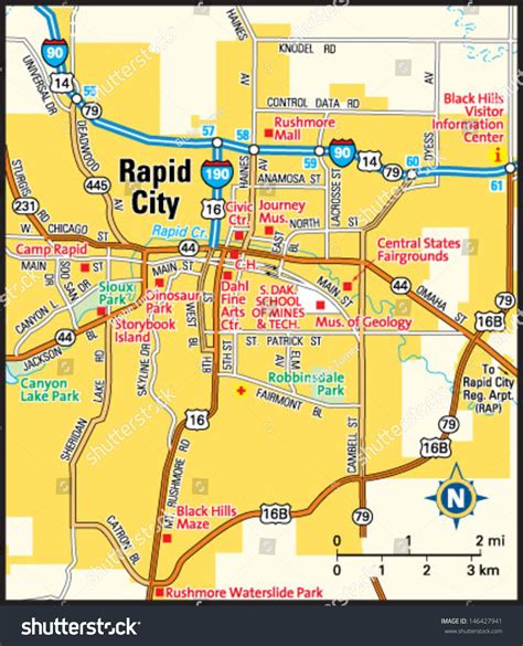 Rapid City South Dakota Area Map Stock Vector 146427941 - Shutterstock