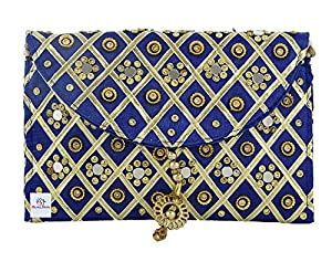 Heart Home Silk Traditional Mirror Work Envelope Clutch Bag Purse ...