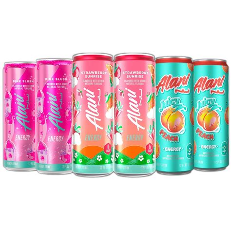 Alani Nu Energy Drinks Strawberry Sunrise, Pink Slush, Juicy Peach ...