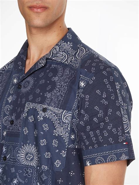Herren Hemd BANDANA PATCHWORK SHIRT Regular Fit Kurzarm