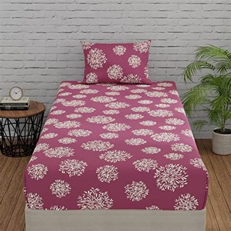 Huesland by Ahmedabad Cotton 144 TC Cotton Single Bedsheet with 1 ...