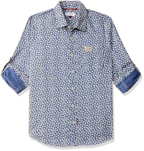 US Polo Kids Boys' Animal Print Regular Fit Shirt (UKSH6137_Dk Blue_M ...