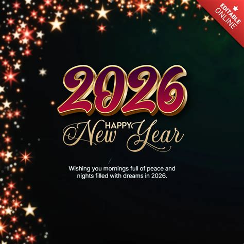 New Year 2026 Starry Celebration Card Template | Free Design Template
