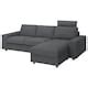 VIMLE cover 3-seat sofa w chaise longue, with headrest with wide ...