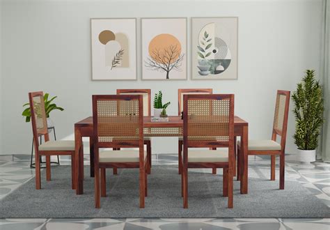 Buy Gloria 6-Seater Dining Table Set (Teak Finish) Online in India ...