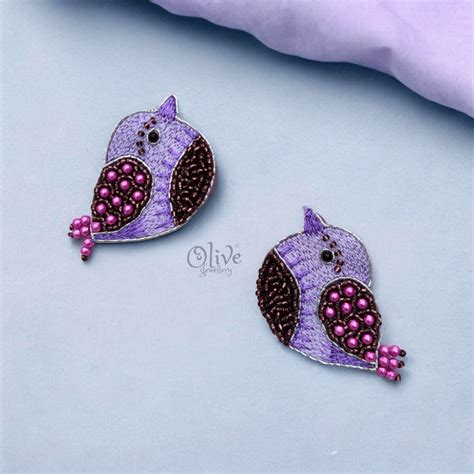 The Violet Birds - Beaded Earrings – Olive Jewellery