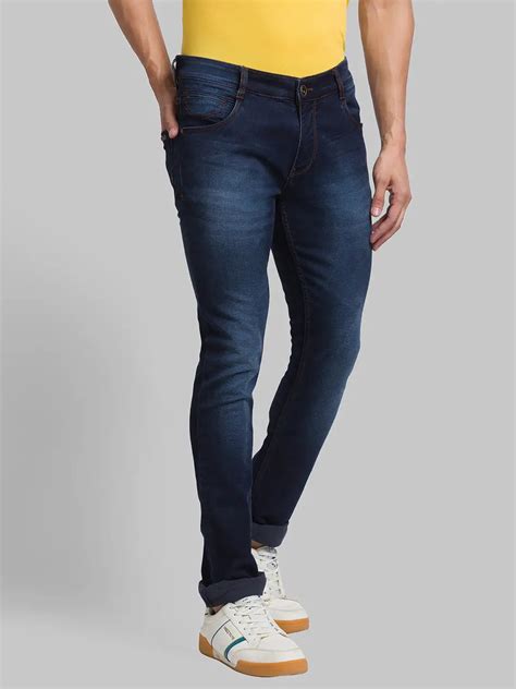 Men Blue Skinny Cropped Fit Jacquard Cotton Blend Jeans – MyRaymond