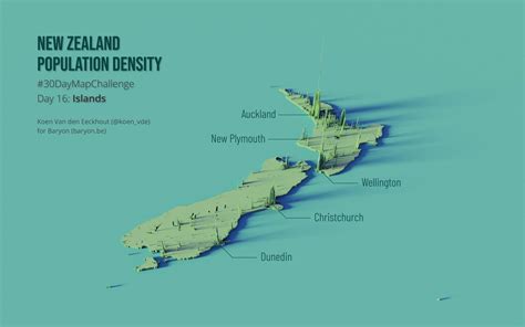 New Zealand 3D Population Density Map