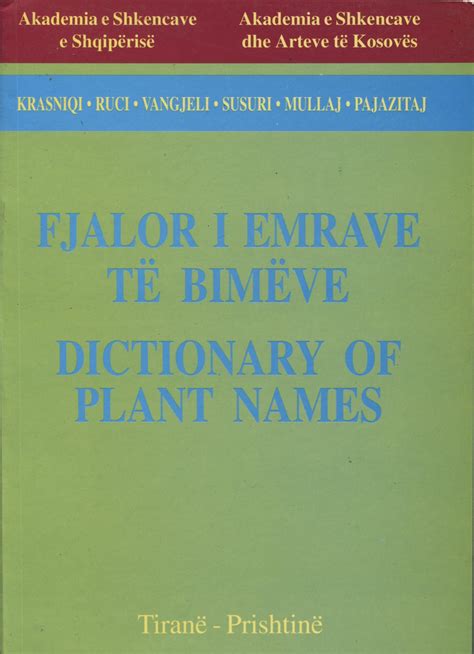 Fjalor i emerave të bimëve / Dictionary of plant names – Akademia e ...