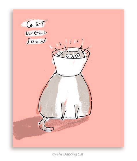 Get Well Soon Cat Cone - Card | The Dancing Cat