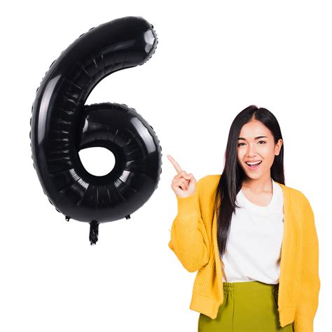 Large Shape No.6 Black Balloon 26" - L26 – Wanna Party