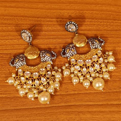 VICTORIAN LOOK KUNDAN POLKI & PEARL DANGLERS – Sanvi Jewels