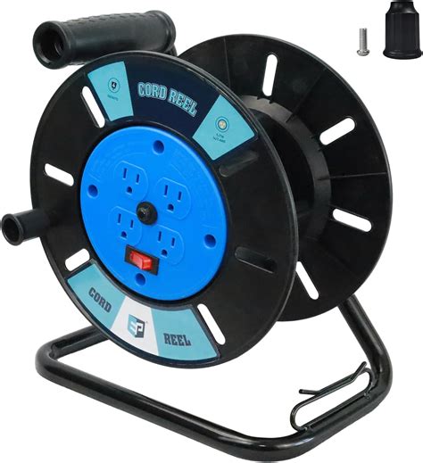Amazon.com: EP Extension Cord Storage Reel with 4-Grounded Outlets ...