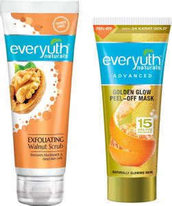 Everyuth Naturals Walnut Scrub(100g) + Golden Glow Peel Off Mask (90g ...