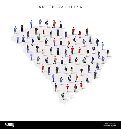 South Carolina US state population map. Large group of people. Flat ...