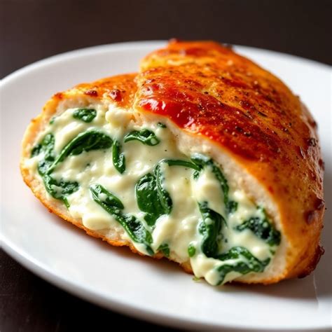 Cheesy Spinach Stuffed Chicken Breast Recipe | cookAIfood