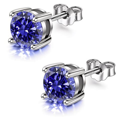 Buy HIGHSPARK 925 Silver Birthstone Solitaire Earrings for Women | 92.5 ...