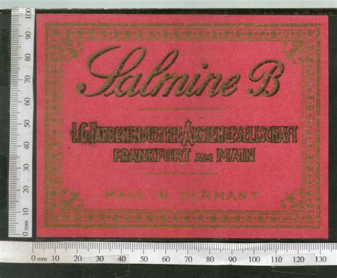 India 1960's Galmine-B Brand Dyeing & Chemical Vintage Label Germany P ...